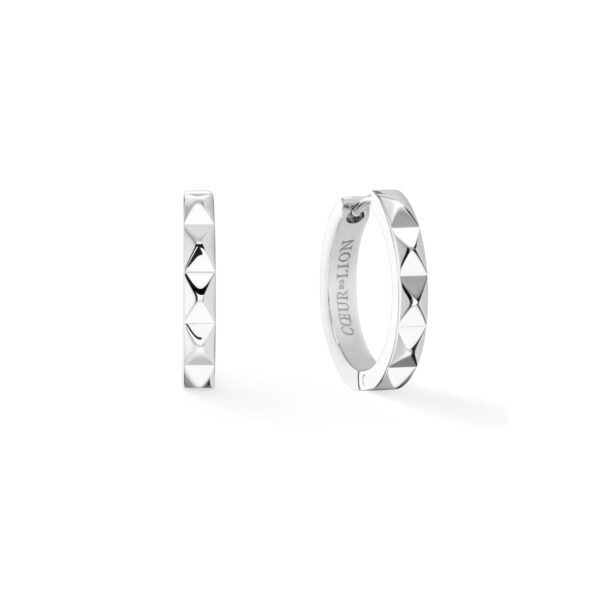 a pair of silver hoop earrings