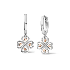 a pair of earrings with a design